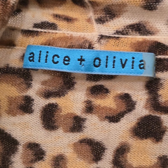 Alice + Olivia Leopard Drape Cardigan Waterfall Open Front Soft Animal Print - Picture 2 of 8